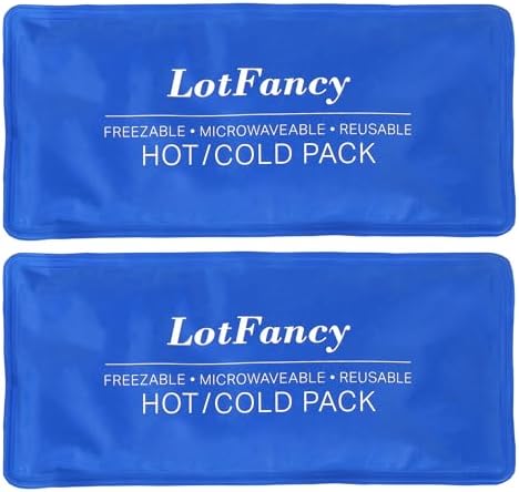 LotFancy Ice Pack for Injuries, Pack of 2, Reusable Hot Cold Pack for Therapy, Cooling or Heating Pad for First Aid, Back Shoulder Neck Head Feet Pain Relief, 11 x 5 Inches
