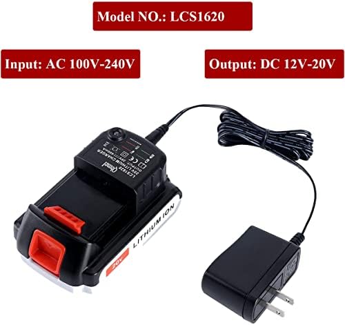 20Volt Li-Ion Battery Charger Replacement for Black+Decker LCS1620 90590282 20V MAX Lithium Ion Battery LBXR20 LBXR20-OPE LB20 LBX20 LBX4020