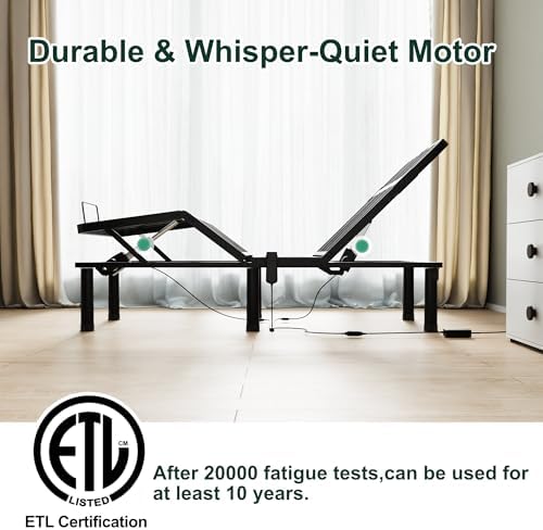 SunsGrove Twin XL Adjustable Bed Frame, Wired Remote Control, Independent Head and Foot Incline, Electric Bed Frame Base