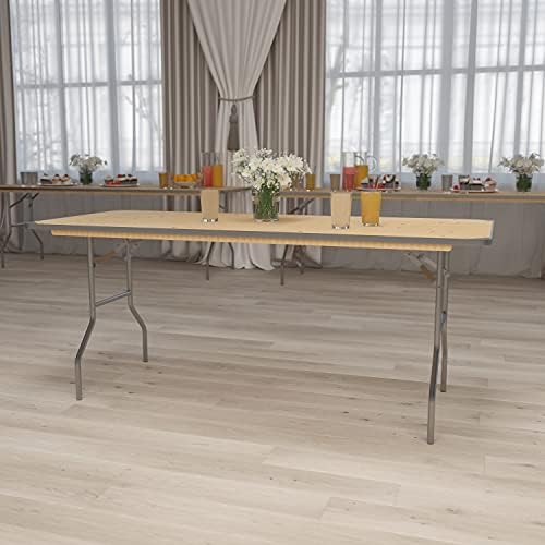 Flash Furniture 6 ft Metal Folding Rectangular Banquet Table | Metal Edges