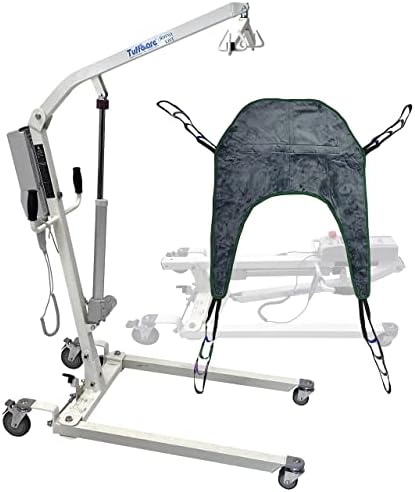Electric Patient Lift - Rhino Lift with Manual Low Base - with Universal Divided Leg Sling(Large), 450 lb. Weight Capacity.