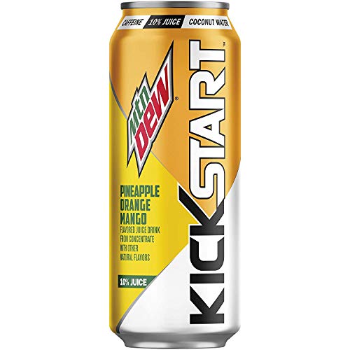 Kickstart Energy Drink Variety - Fruit Punch, Black Cherry, Orange Citrus, Pineapple Orange Mango 16 Fl Oz (Pack of 16)
