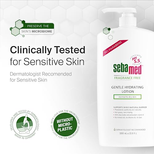 SEBAMED Fragrance-Free Gentle Hydrating Lotion Ultra Mild Dermatologist Recommended Moisturizer for Normal To Dry Sensitive Skin 33.8 Fluid Ounces (1 Liter)