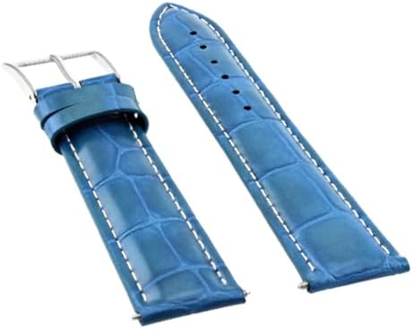 Ewatchparts 20mm Leather Watch Band Strap Compatible With Invicta Diver Russian Light Blue With White Stitching