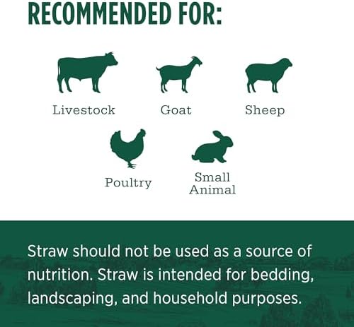 standlee Straw Compressed Bale Animal Bedding, Hay Bedding for Horses & Livestock, 3.6 cu. ft.