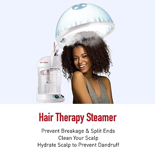 Red Pro Hair Therapy 2-in-1 Hair Steamer & Facial Steamer for Hydration Deep Cleaning, Designed for Personal Care at Home or Spa & Salon