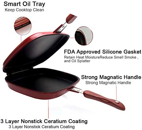 Square Double Sided Frying Pan, Kitchen Non-stick Baking Pancake Pan Omelette Trays, Indoor/Outdoor Camping Sandwich Toaster Grill, Cooks Toasties