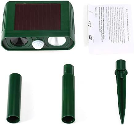 Animal Repellent Solar Powered Ultrasonic Animal Repellent Motion Sensor and Flashing Light Outdoor Weatherproof Farm Garden Lawn for Cat Dog Coyote