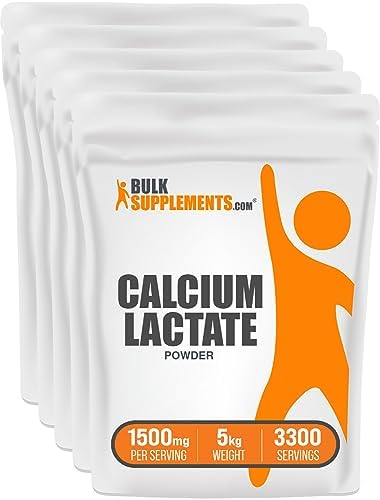 BulkSupplements.com Calcium Lactate Powder - Calcium Supplement Powder, Food Grade - Pure & Gluten Free, 1.5g per Serving, 500g (1.1 lbs) (Pack of 1)