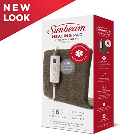 Sunbeam Premium Heating Pad with XpressHeat Technology, Standard Size, Brown