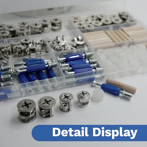 150PCS Furniture Cam Locks Kit - Heavy Duty 3-in-1 Eccentric Hardware Fasteners with Screws & Dowels for IKEA Cabinet Drawer Dresser Assembly Repair
