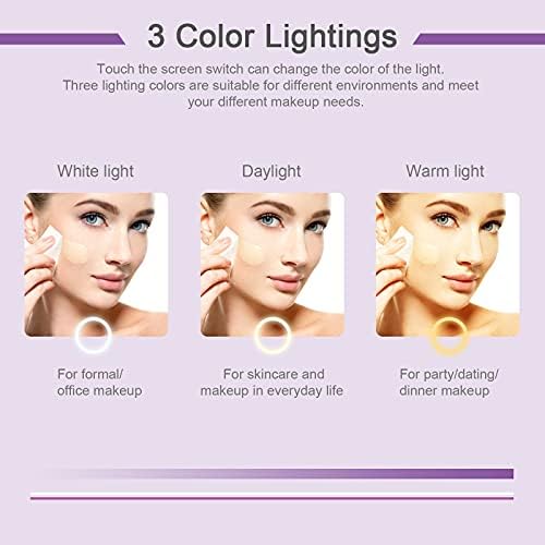 deweisn Folding Lighted Makeup Mirror with 72 LEDs 3 Colors Light Modes USB Rechargable 1800mA Batteries Portable Ultra Thin Compact Vanity Mirror