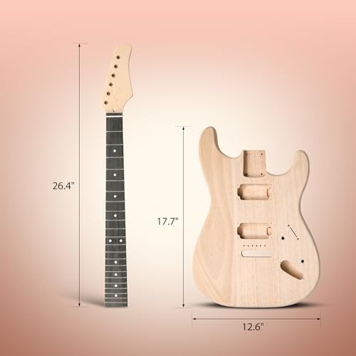 Glarry DIY Electric Guitar Kit, 6 Strings, Mahogany Wood Body, Maple Neck, Beginner, All Components Included, Build Your Own Guitar (GST)