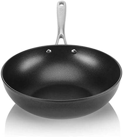 TECHEF - Onyx Collection, 12-Inch Nonstick Flat Bottom Wok/Stir-Fry Pan - PFOA Free, Dishwasher and Oven Safe, Made in Korea