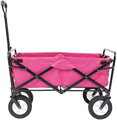 Mac Sports Heavy Duty Steel Frame Collapsible Folding 150 Pound Capacity Outdoor Camping Garden Utility Wagon Yard Cart, Red