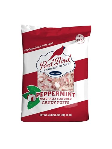 Red Bird Soft Peppermint Candy Mint Puffs, Individually Wrapped, 46 oz bag | Top 9 Allergen Free