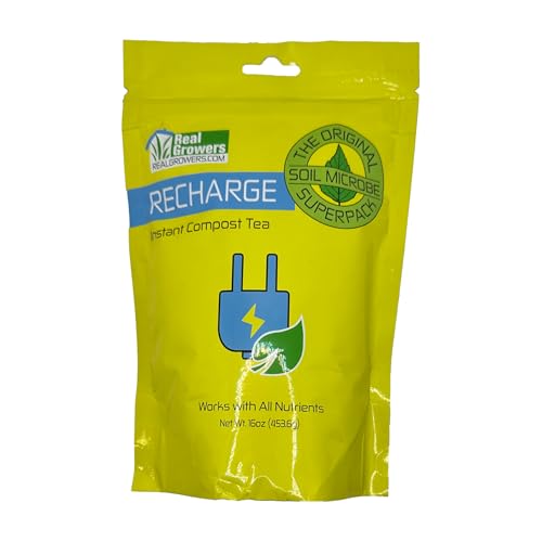 Real Growers Recharge 16oz – Mycorrhizae & Soil Microbes Instant Compost Tea for Root Growth, Transplant Support & Nutrient Uptake