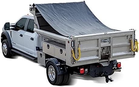 Buyers Products DTR7018 Aluminum Tarp System with Mesh Tarp, 7 x 18 Feet – Dump Body Tarp Kit, Dump Trailer Accessories, Heavy Duty Double-Stitched Hems, Brass Grommets, Telescoping Roller