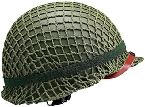 WW2 US M1 Helmet Steel Field Green with Net Cover Eye Belt Reproduction