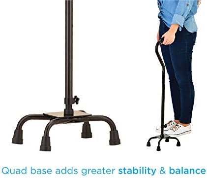 NOVA Medical Quad Cane- Large Base with Offset Silver