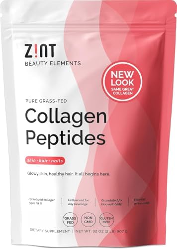 Zint Collagen Peptides Powder (32 oz) | Grass-Fed, Hydrolyzed Type I & III | Supports Skin, Hair, Joints & Gut Health | Rich in Key Amino Acids | Non-GMO, Unflavored
