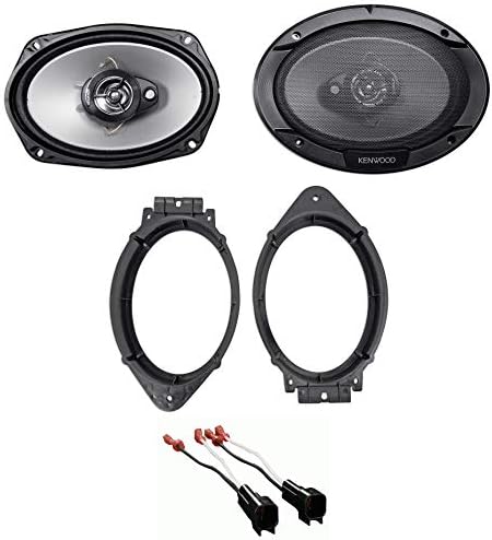 Kenwood KFC-6966S 800 Watt 6x9" 3-Way Car Stereo Speakers Bundle With METRA 82-3004 6x9" Speaker Adapter Bracket Plate & METRA 72-5600 Speaker Wire