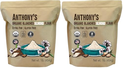 Anthony's Organic Almond Flour, 1 lb, Blanched, Gluten Free, Non GMO, Keto Friendly, Extra Fine, Low Carb