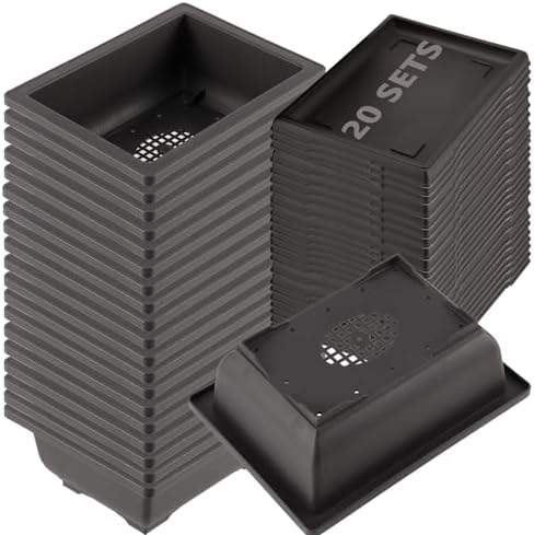 KINJOEK 25 PCS 6.5 Inch Plastic Bonsai Training Pots, Rectangular Plant Bonsai Tree Pot