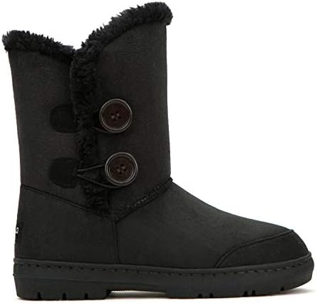 CLPP'LI Womens Twin Button Fully Fur Lined Winter Snow Boots