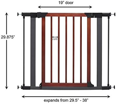 Midwest Homes 39-Inch Steel Walk-Thru Dog Gate, Expands to 38" | Pressure Mounted, Expands 29.5"- 38" Wide, Auto-Close Door, Spring-Loaded Latch, Includes Two 3" Extensions