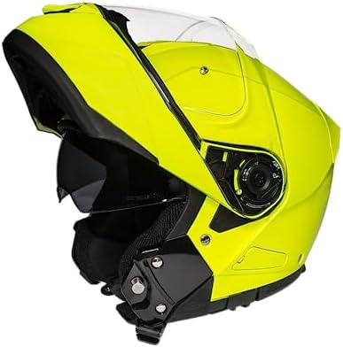 Daytona Helmets - Fluorescent Yellow | Lightweight Dirt Bike | Anti-Scratch Shield | DOT Approved & Anti Fog | Dual Density EPS Liner | Bluetooth