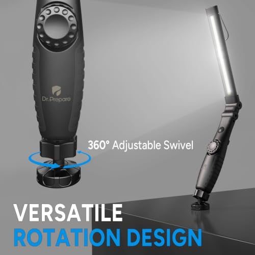 Dr. Prepare LED Work Light, 700 Lumens Foldable Rechargeable Work Light, 3200mAh Cordless Portable Magnetic COB LED Inspection Light for Car Repair