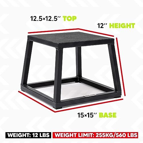 Rage Fitness Steel Plyo Box 12-18-24 Inch High Anti-Slip Pre-Assembled Plyometric Jump Box for Home Gym Conditioning and Strength Training (Sold