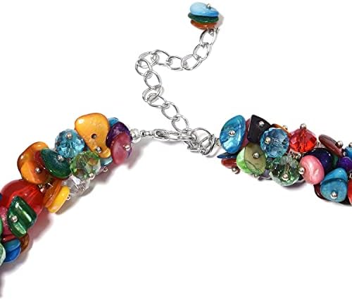 Shop LC Red & Multi Color Shell Cubic Zirconia CZ Bead Strand Beaded Necklace Fashion Delicate Gifts for Women Jewelry