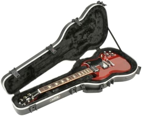 SKB SKB-61 Deluxe Double Cutaway Electric Guitar Case | Plush-lined interior, rugged molded exterior, secure latches, dependable transit protection