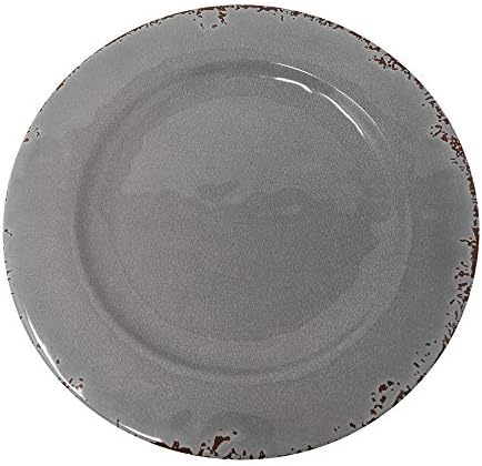 Gianna's Home 12 Piece Rustic Farmhouse Melamine Dinnerware Set, Service for 4 (Gray)