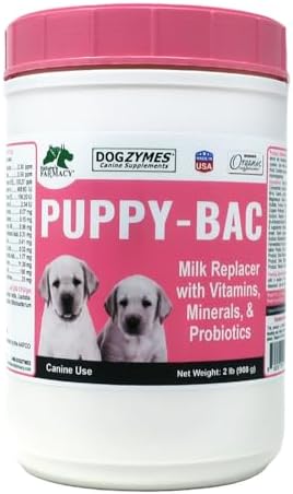 Dogzymes Puppy-Bac Milk Replacer formulated with The Proper ratios of Protein, Fat and nutrients for Growing Puppies (8 Ounce)