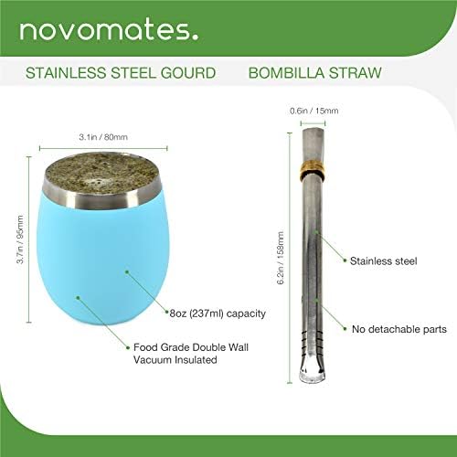 [NEW] Mate Cup and Bombilla Set - Mate Gourd - Includes Double Wall Stainless Steel Yerba Mate Tea Cup with Stanley Steel Mate Straw – Bombilla