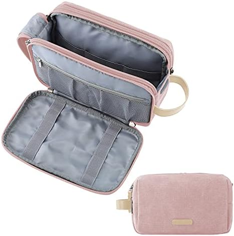 BAGSMART Toiletry Bag for Men, Canvas Travel Toiletry Organizer Dopp Kit Water-resistant Shaving Bag for Toiletries Accessories,Grey-Medium