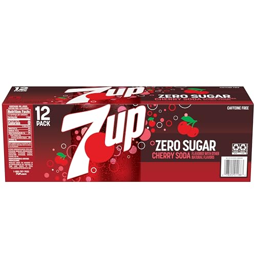 7UP Cherry Zero Sugar Soda, 12 fl oz cans, 12 pack