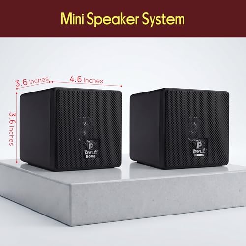 3" Mini Cube Bookshelf Speakers - 100W Small Bookshelf Speakers w/ 3" Paper Cone Driver