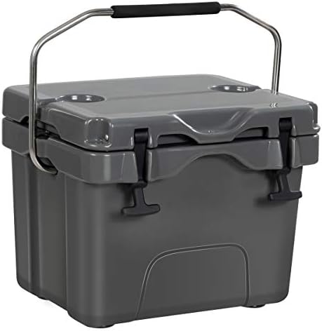 Goplus 16 Quart Cooler, 24-Can Capacity Ice Chest with 2 Cup Holders, 3-5 Days Ice Retention, Portable Insulated Ice Box for Camping