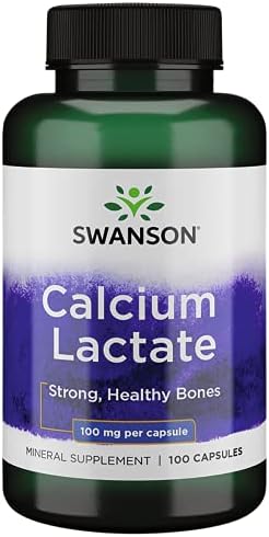 Swanson Calcium Lactate 100MG 100 CAPS | Helps Build and Support Strong Bones, Promotes Gastrointestinal Comfort, Essential for Heart
