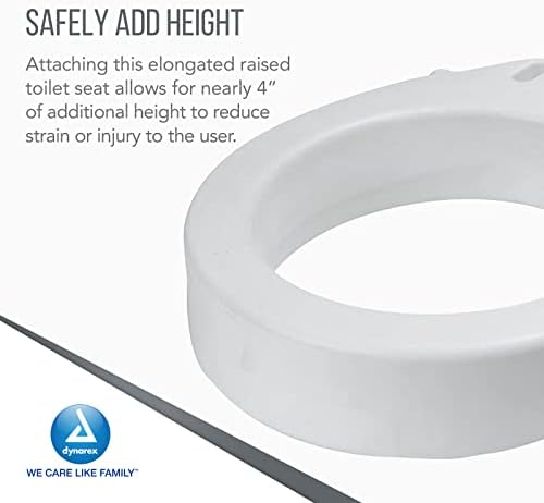 Dynarex Elongated Raised Toilet seat Without arms, Portable