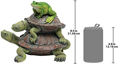 Design Toscano In Good Company Frog and Turtles Garden Animal Statue, 11 Inch Long, 8 Inch Tall, Cast Stone Resin, Full Color Finish