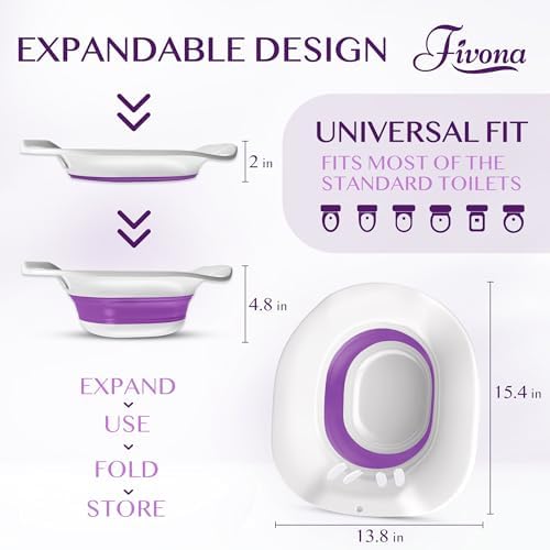 Fivona Sitz Bath for Toilet Seat Postpartum and Hemorrhoids Care - Yoni Steam Seat - Foldable Basin for Epsom Salt Soak - Portable Bidet BPA Free