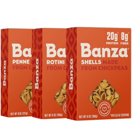 Banza Gluten-Free Chickpea Pasta, Variety Pack 20g Protein | Lower Carb | High Fiber | High Protein | Plant Based Pasta | 8oz (Pack of 6)