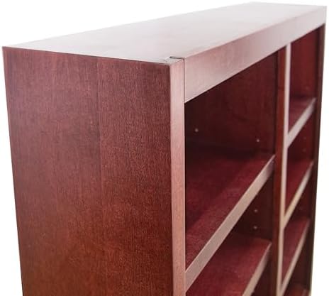 Traditional 48" Tall 8-Shelf Double Wide Wood Bookcase in Cherry