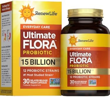 Renew Life Ultimate Flora Probiotic 15 Billion CFU | 30 Delayed Release Vegan Capsules Go Pack | Everyday Care Formula | Dairy, Soy, and Gluten Free Supplement