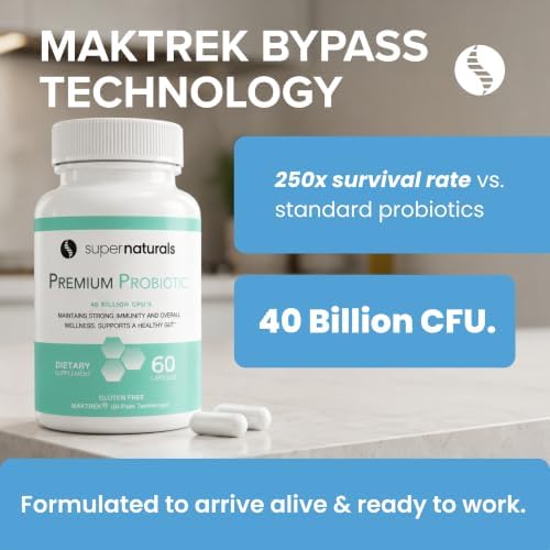 Premium Probiotics, 40 Billion CFU Probiotics for Digestive Health, Made with MAKTrek Bipass Technology, Women & Mens Probiotics for Gut Health